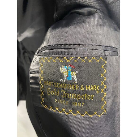 Hart Schaffner Marx Gold Trumpeter Blazer Jacket Wool Charcoal Grey Size 42R - Picture 3 of 4
